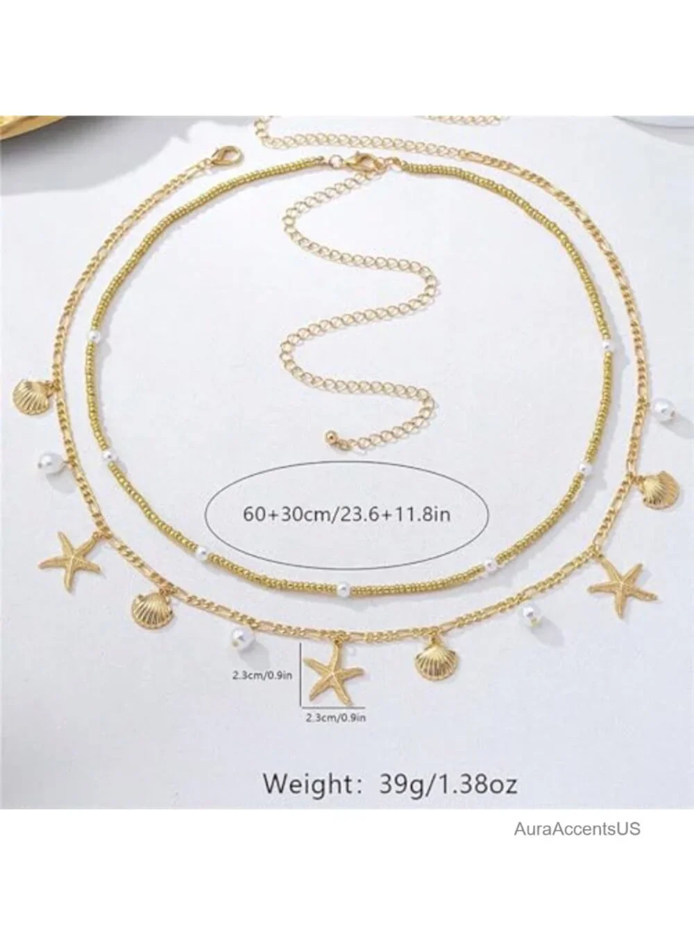 Adjustable Layered Waist Chain with Starfish and Shell Charms